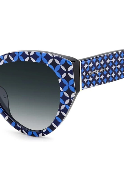 Shop Kate Spade Paisleigh 55mm Gradient Cat Eye Sunglasses In Blue Pattern/ Grey Shaded