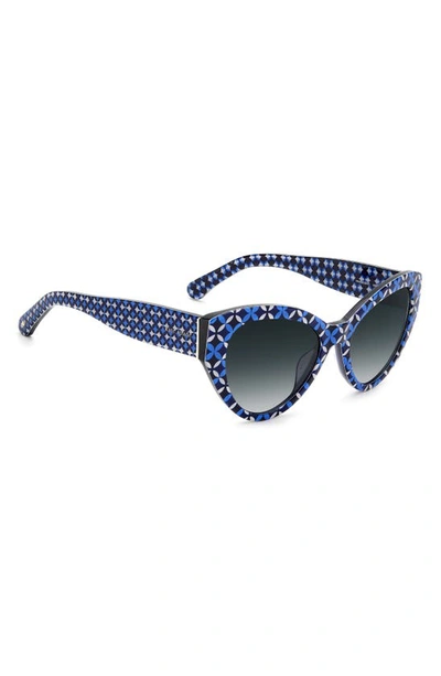 Shop Kate Spade Paisleigh 55mm Gradient Cat Eye Sunglasses In Blue Pattern/ Grey Shaded