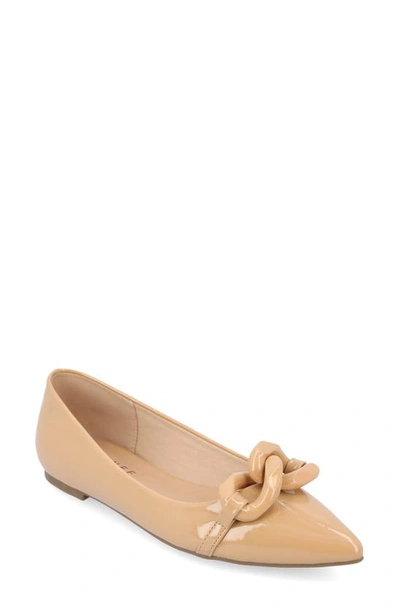 Shop Journee Collection Clareene Pointed Toe Flat In Tan