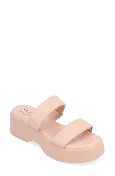 Journee Collection Veradie Tru Comfort Platform Slide Sandal In Blush