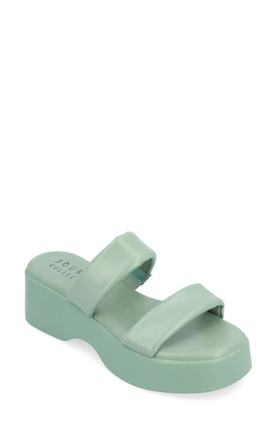 Journee Collection Veradie Tru Comfort Platform Slide Sandal In Sage