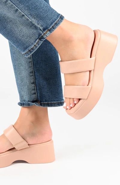 Journee Collection Veradie Tru Comfort Platform Slide Sandal In Blush