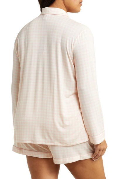 Shop Nordstrom Moonlight Eco Long Sleeve Stretch Modal Short Pajamas In Pink Seashell Becca Gingham