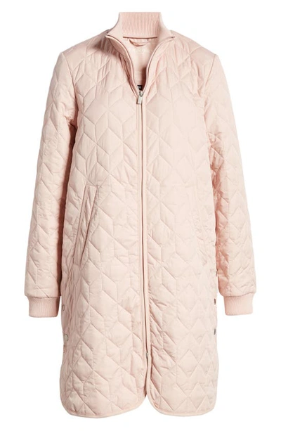 Shop Ilse Jacobsen Isle Jacobsen Long Quilted Jacket In Pale Pink