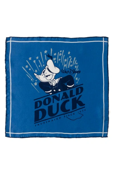 Shop Cufflinks, Inc X Disney 100th Anniversary Donald Duck Silk Pocket Square In Blue