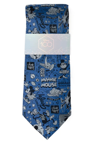 Shop Cufflinks, Inc X Disney Mickey & Friends Vintage Print Silk Tie In Blue