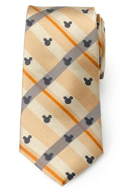 Shop Cufflinks, Inc . X Disney Mickey Tan Plaid Silk Tie