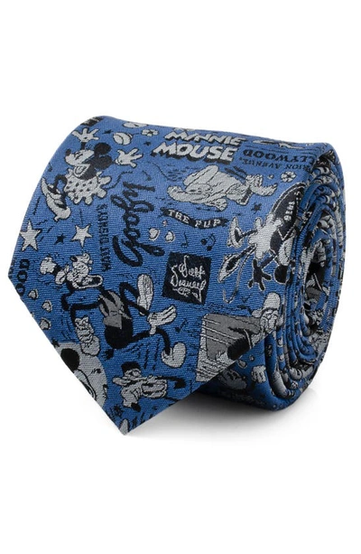 Shop Cufflinks, Inc X Disney Mickey & Friends Vintage Print Silk Tie In Blue