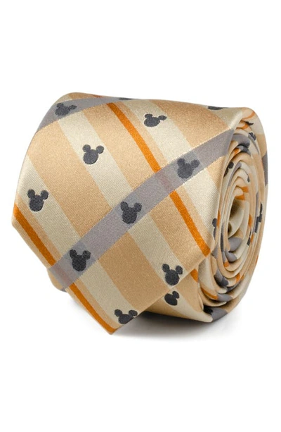 Shop Cufflinks, Inc X Disney Mickey Tan Plaid Silk Tie