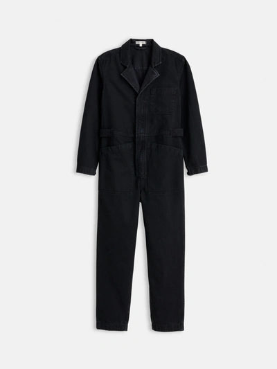 Shop Alex Mill Standard Zip Jumpsuit In Herringbone In Washed Black