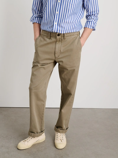 Shop Alex Mill Long Inseam Straight Leg Pant In Vintage Washed Chino In Vintage Olive