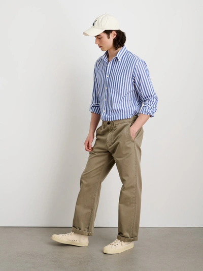 Shop Alex Mill Long Inseam Straight Leg Pant In Vintage Washed Chino In Vintage Olive