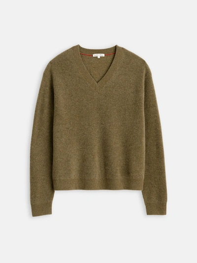 Shop Alex Mill V-neck Sweater In Lightweight Cashmere In Heather Olive