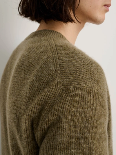 Shop Alex Mill V-neck Sweater In Lightweight Cashmere In Heather Olive