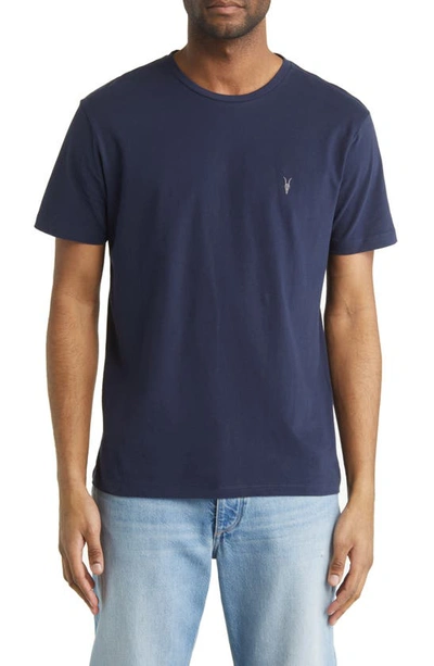 Shop Allsaints Brace Tonic Slim Fit Cotton T-shirt In Mercury Blue