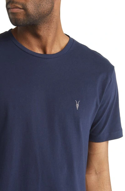 Shop Allsaints Brace Tonic Slim Fit Cotton T-shirt In Mercury Blue