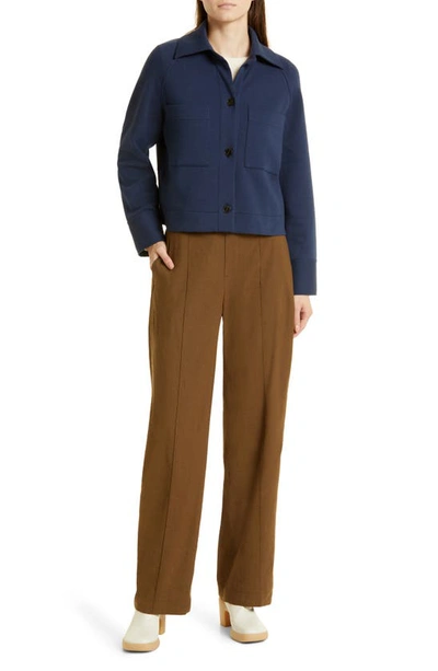 Shop Vince Linen Blend Trousers In Olive Night