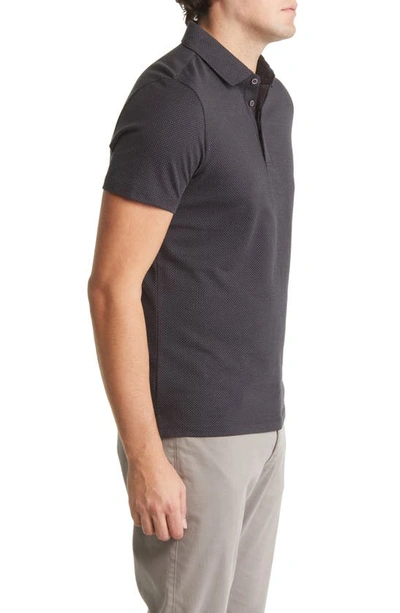 Shop Robert Barakett Creston Micropattern Jacquard Polo In Charcoal