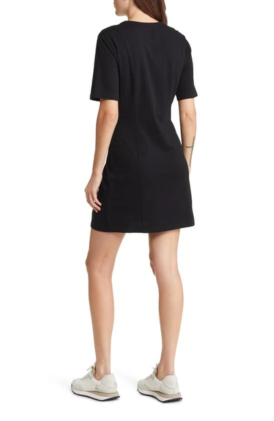 Shop Treasure & Bond Seamed Organic Cotton T-shirt Dress In Black