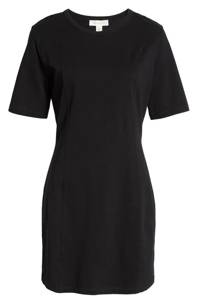 Shop Treasure & Bond Seamed Organic Cotton T-shirt Dress In Black
