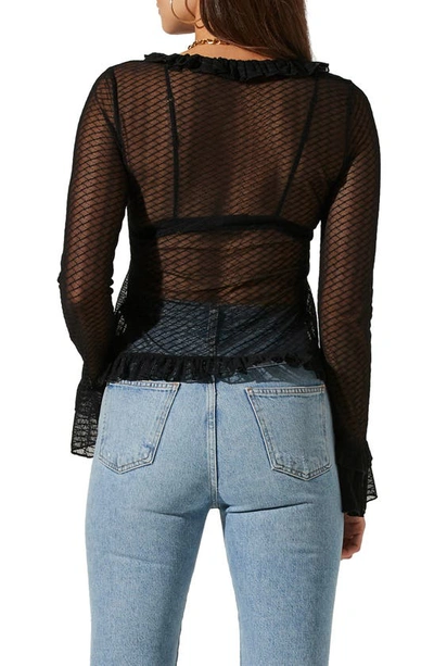 Astr Lace Front Tie Bed Jacket In Black