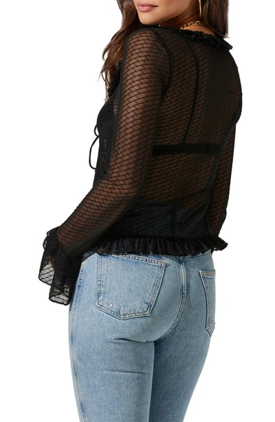 Astr Lace Front Tie Bed Jacket In Black