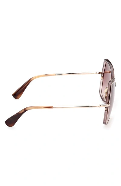 Max Mara 61mm Gradient Geometric Sunglasses In Shiny Rose Gold/gradient Brown