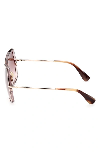 Max Mara 61mm Gradient Geometric Sunglasses In Shiny Rose Gold/gradient Brown