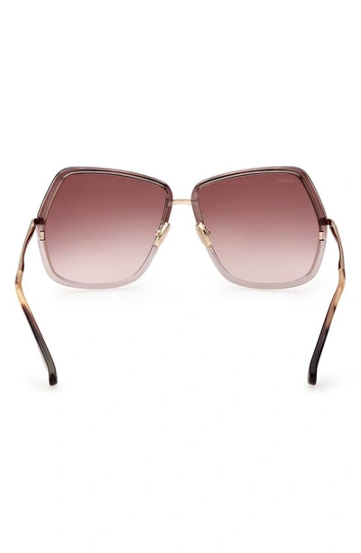 Max Mara 61mm Gradient Geometric Sunglasses In Shiny Rose Gold/gradient Brown