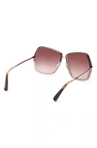 Max Mara 61mm Gradient Geometric Sunglasses In Shiny Rose Gold/gradient Brown