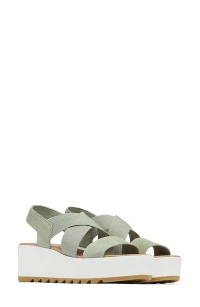 Shop Sorel Cameron Flatform Slingback Sandal In Safari/ Sea Salt