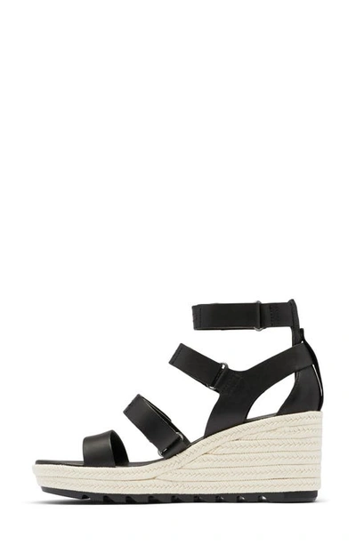Shop Sorel Cameron Espadrille Wedge Sandal In Black/ Chalk