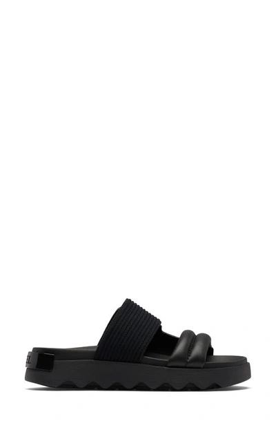 Shop Sorel Viibe Asymmetric Slide Sandal In Black/ Black