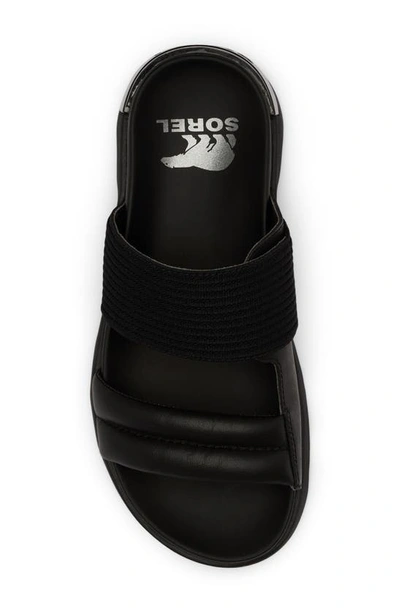 Sorel Viibe Asymmetric Slide Sandal In Black/ Black
