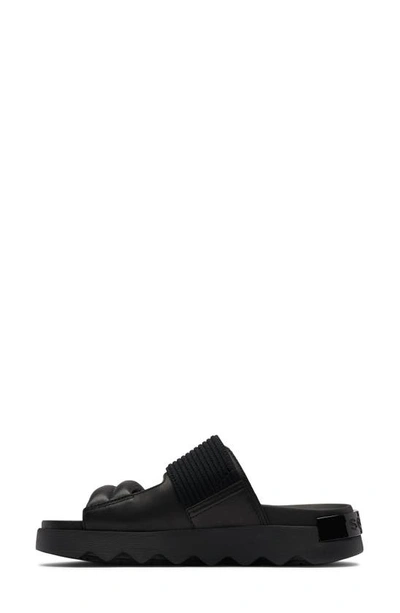 Sorel Viibe Asymmetric Slide Sandal In Black/ Black