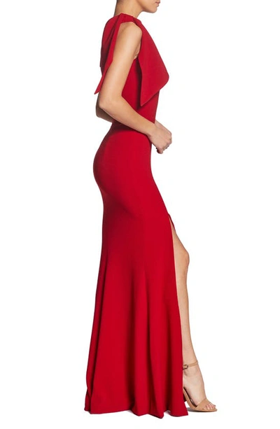 Shop Dress The Population Georgina One-shoulder Crepe Gown In Garnet