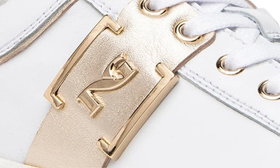 Shop Nerogiardini Logo Plate Platform Sneaker In White / Gold