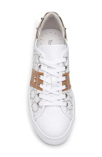 Shop Nerogiardini Logo Print Platform Sneaker In White / Caramel