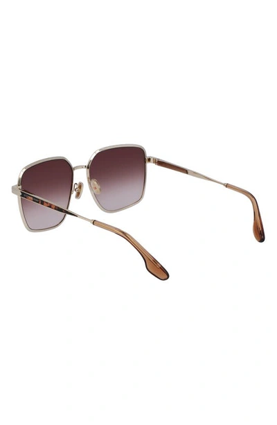 Shop Victoria Beckham 59mm Rectangular Sunglasses In Gold/ Brown