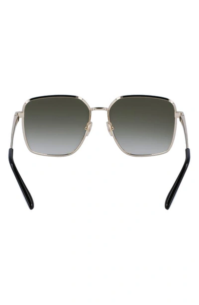 Shop Victoria Beckham 59mm Rectangular Sunglasses In Gold/ Khaki