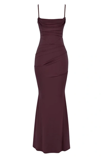 Shop House Of Cb Milena Jersey Corset Maxi Dress In Dark Cherry