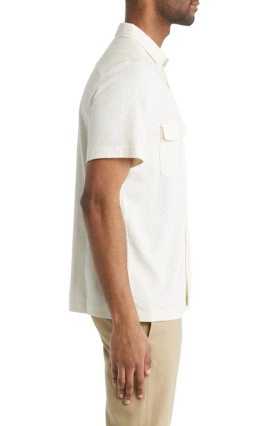 Shop Billy Reid Hemp & Cotton Knit Short Sleeve Button-up Shirt In Tinted White