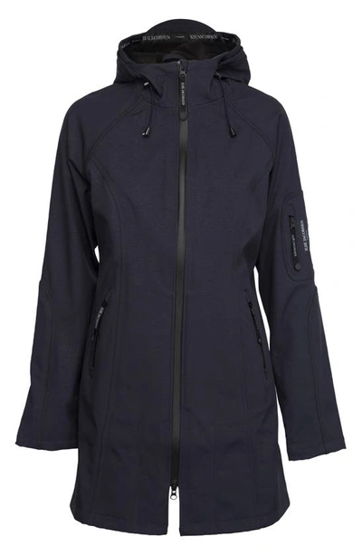 Ilse Jacobsen Regular Fit Hooded Raincoat In Dark Indigo