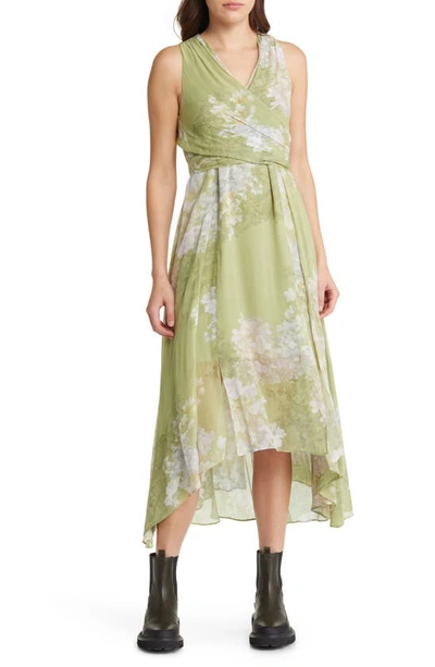 Shop Allsaints Capri Venetia Floral Sleeveless Shift Dress In Spring Green