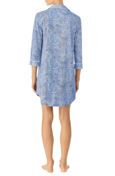 Shop Lauren Ralph Lauren Cotton Jersey Sleep Shirt In Blue Pais