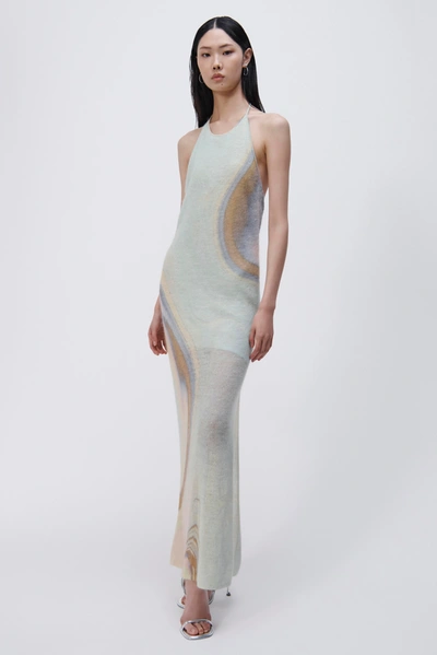Shop Jonathan Simkhai Mischa Digital Mohair Maxi Dress In Alabaster Marble Print