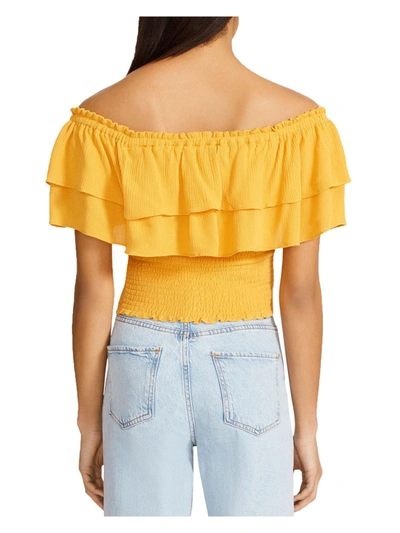 Shop Bb Dakota By Steve Madden Womens Off-the-shoulder Smocked Cropped In Yellow
