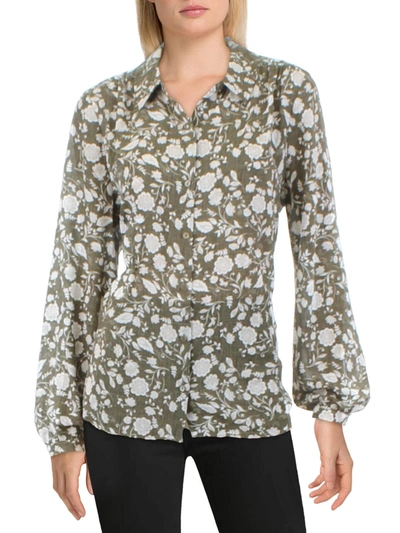 Shop Nydj Womens Floral Office Blouse In Green