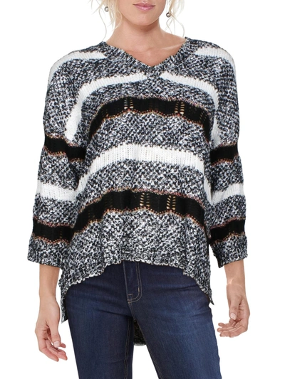 Shop John Paul Richard Womens Pattern Pullover V-neck Sweater In Grey