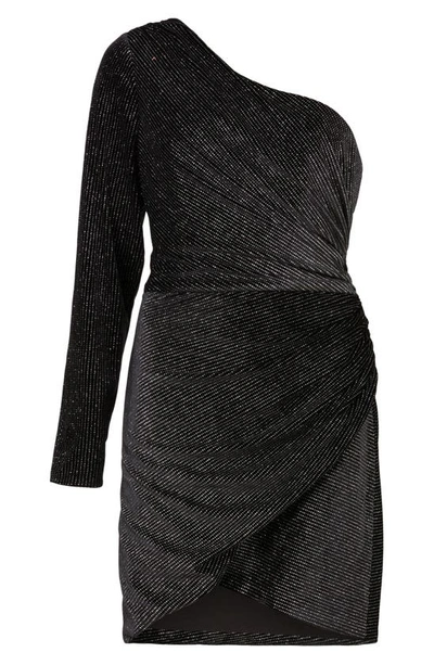 Shop Allsaints Ezra Sparkle One-shoulder Minidress In Black